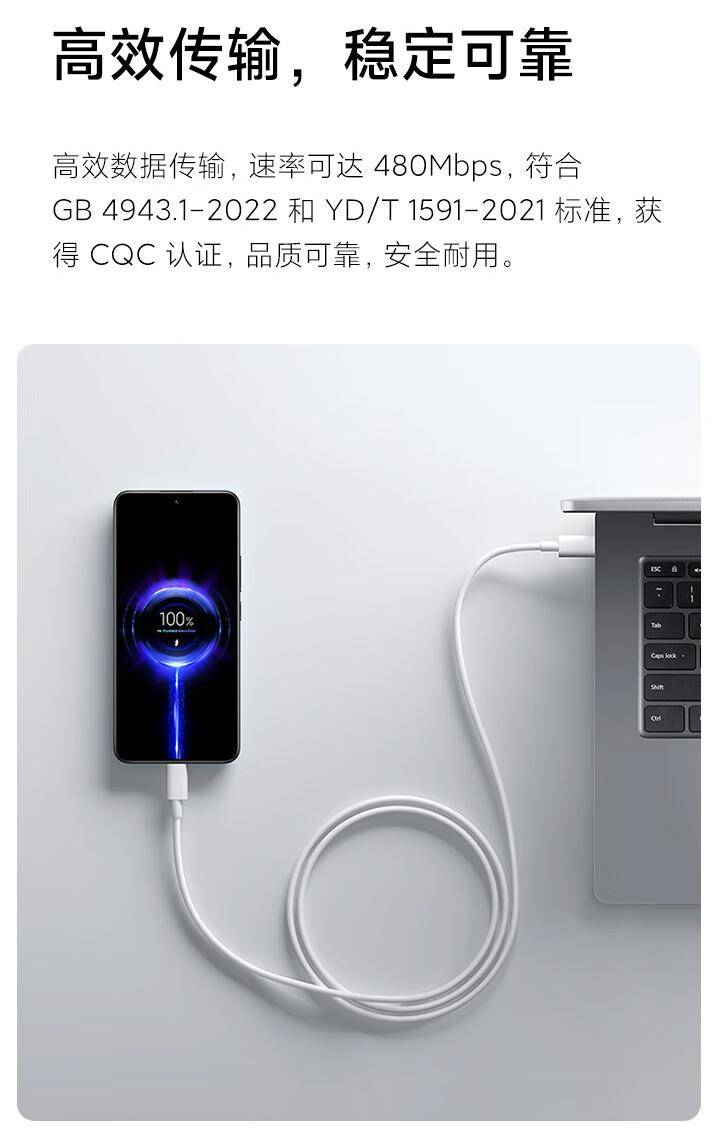 0 快充线:白色外观,1 米线长,售 19 元_数据线_胶皮_mbps