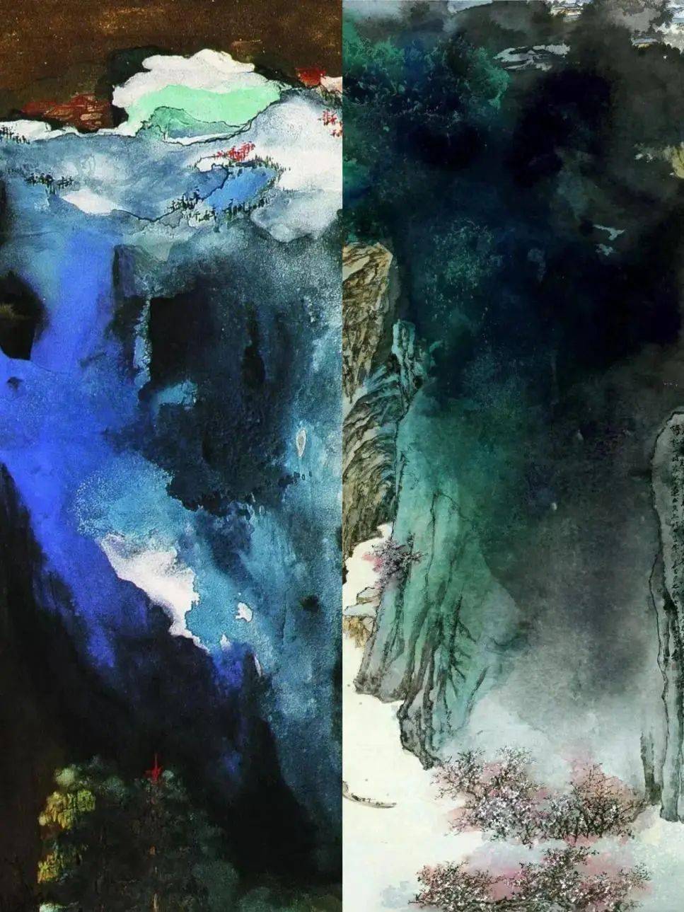 这是在继承唐代王洽的泼墨画法的基础上,揉入绘画的色光关系,进而发展