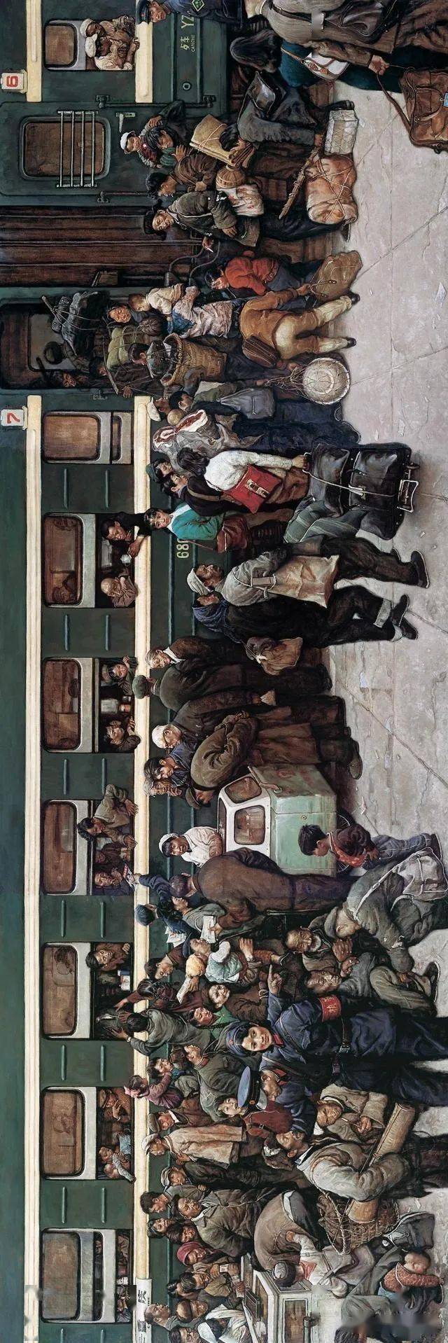 巨幅油画:回乡的绿皮火车!超震撼!