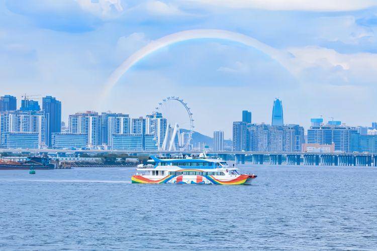 海上田园,机场码头海上彩虹号的国潮光影不夜城灯光秀,海上花灯