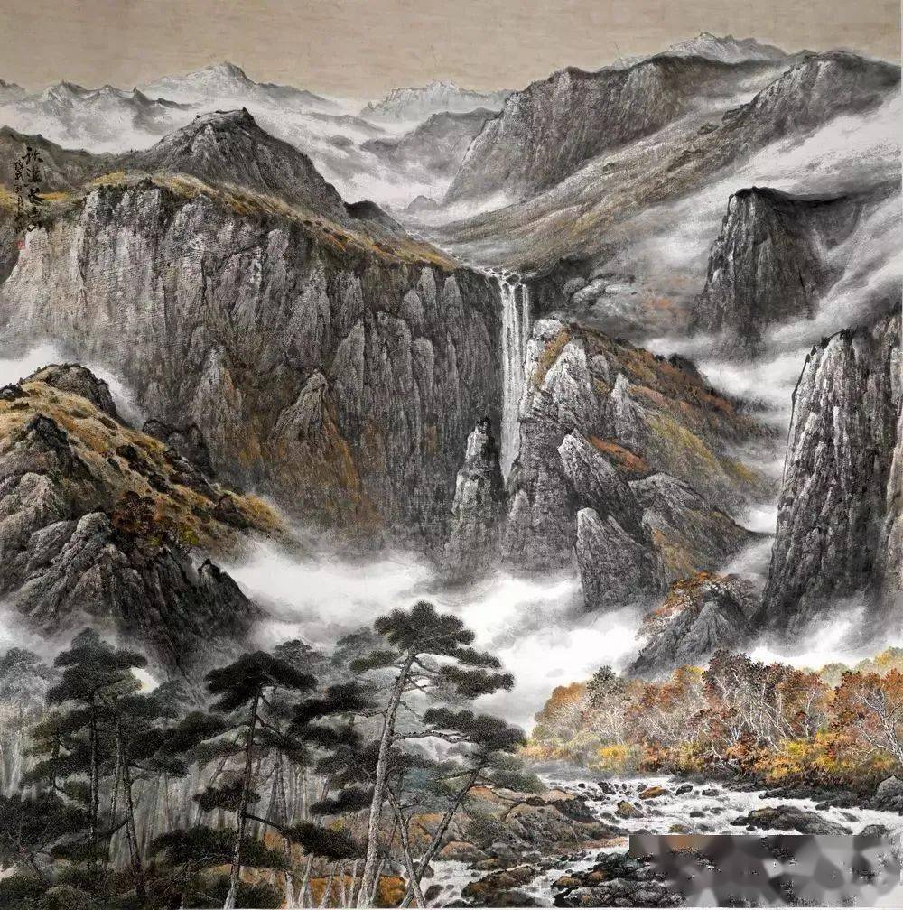 谭老师为你分享国画长白山大兴安岭水画作品