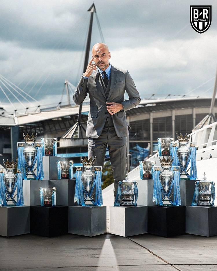 8年前曼城宣布任命瓜迪奥拉为主帅,期间英格兰内21座冠军拿12座