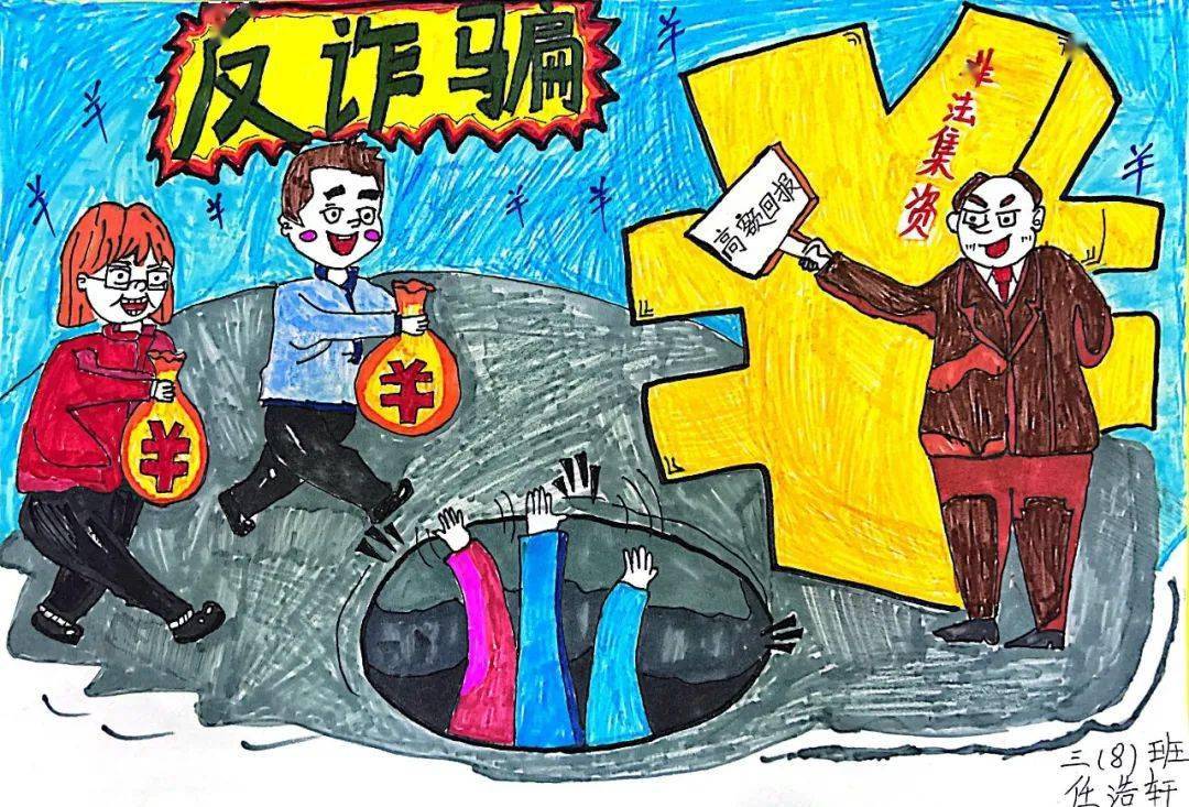 小学生防诈骗绘画图画图片