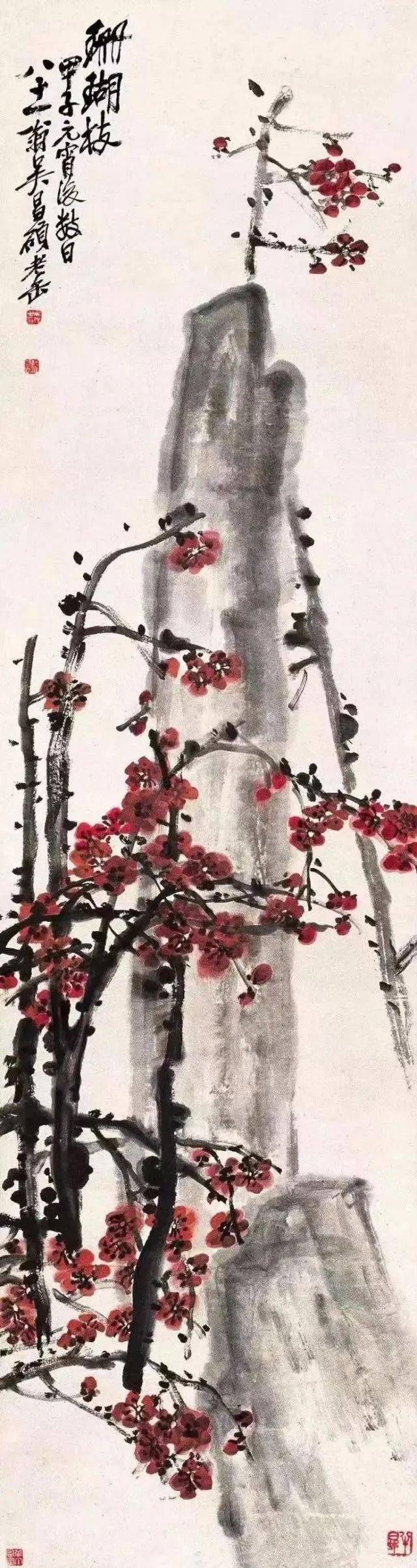 吴昌硕笔下的梅花,孤傲如侠客_国画_老梅_知己