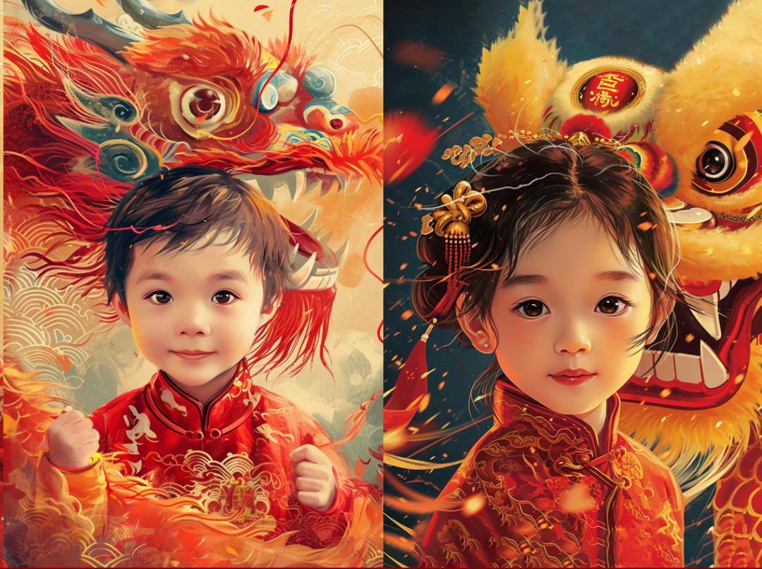 只需一张照片就能在春节惊艳家族群的方法_年画_祝福_娃娃