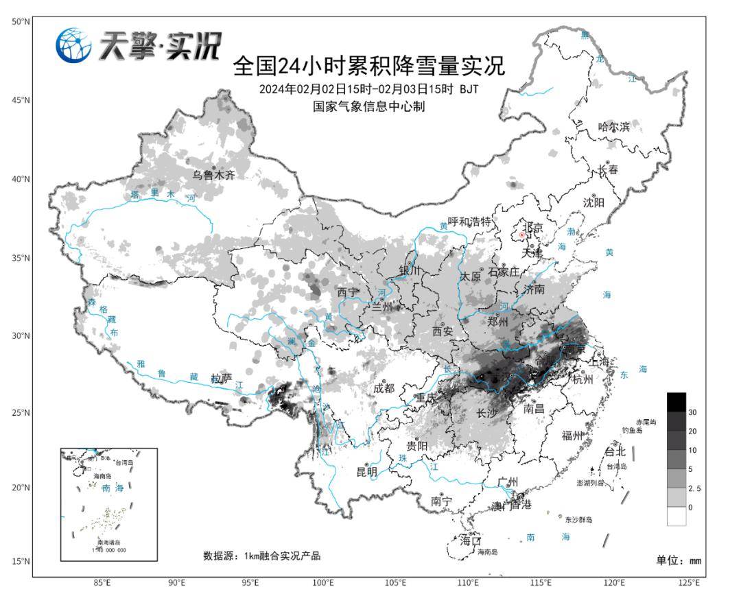 全国下雪分布图今天图片