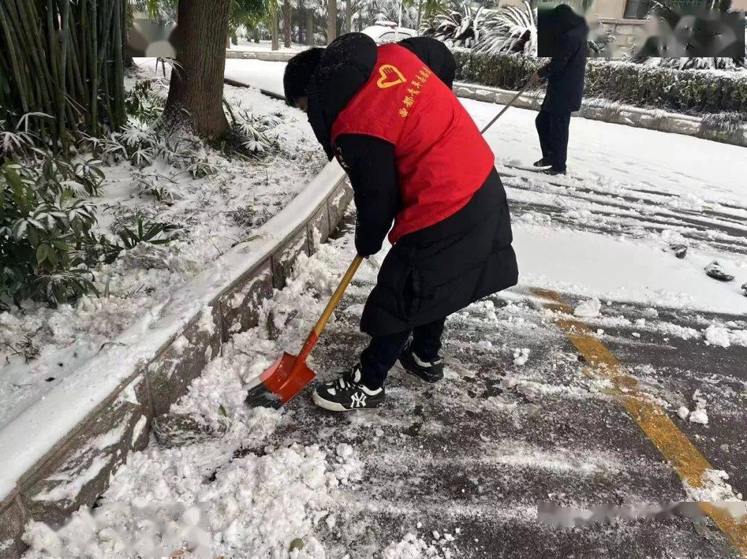 迎寒而上,志愿者铲雪除冰在行动→