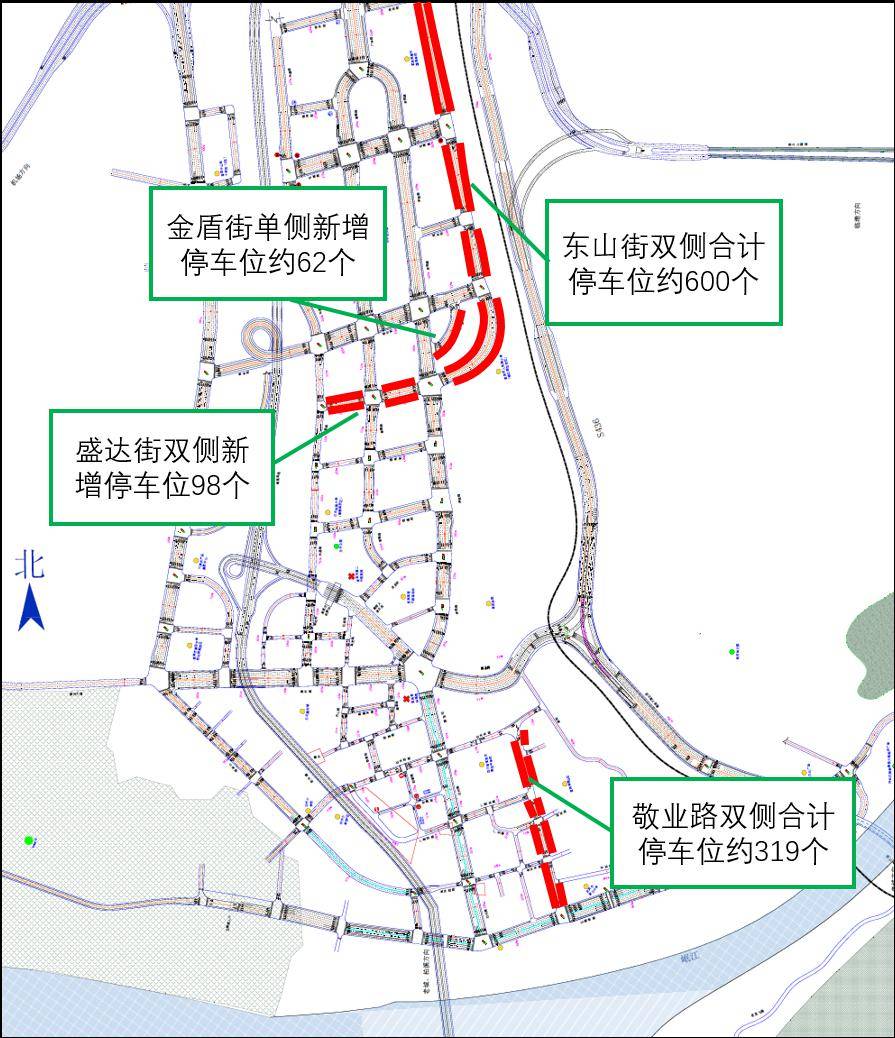 增設盛達街(興盛路—學院路),金盾街(學院路—金臺街),東山街(學院路