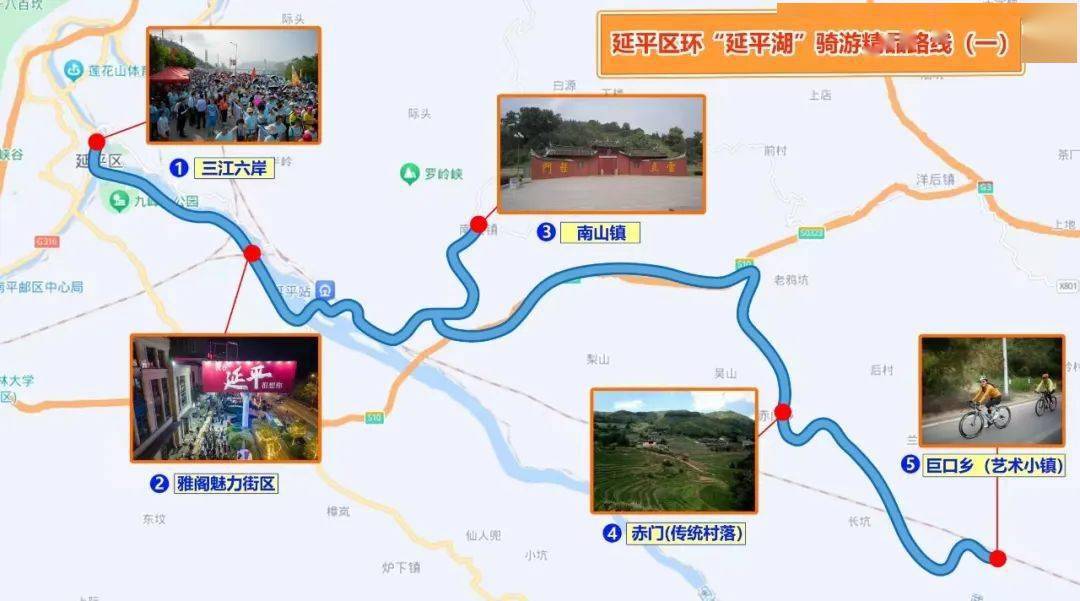 体育旅游精品点介绍延平区环"延平湖"骑游精品路线(一)骑行,健步走