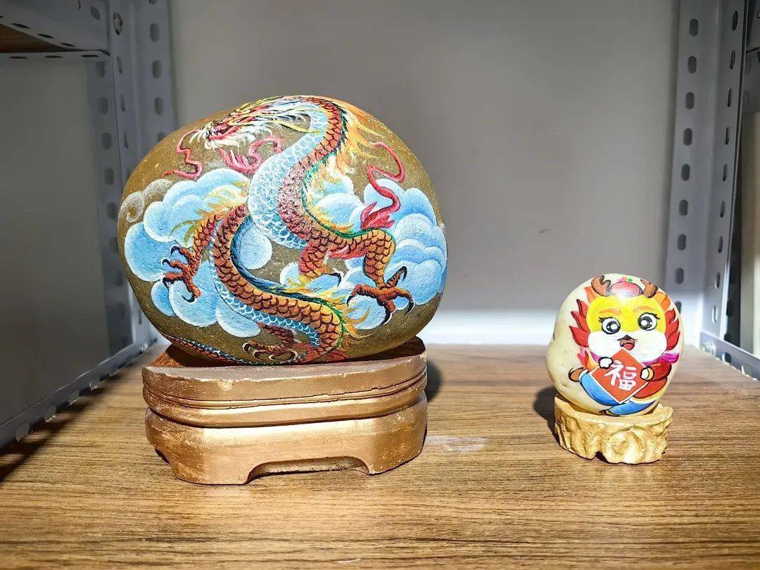 《龙年大吉》河套石画《飞龙在天》寓意大家通过自己的双手勤劳致富