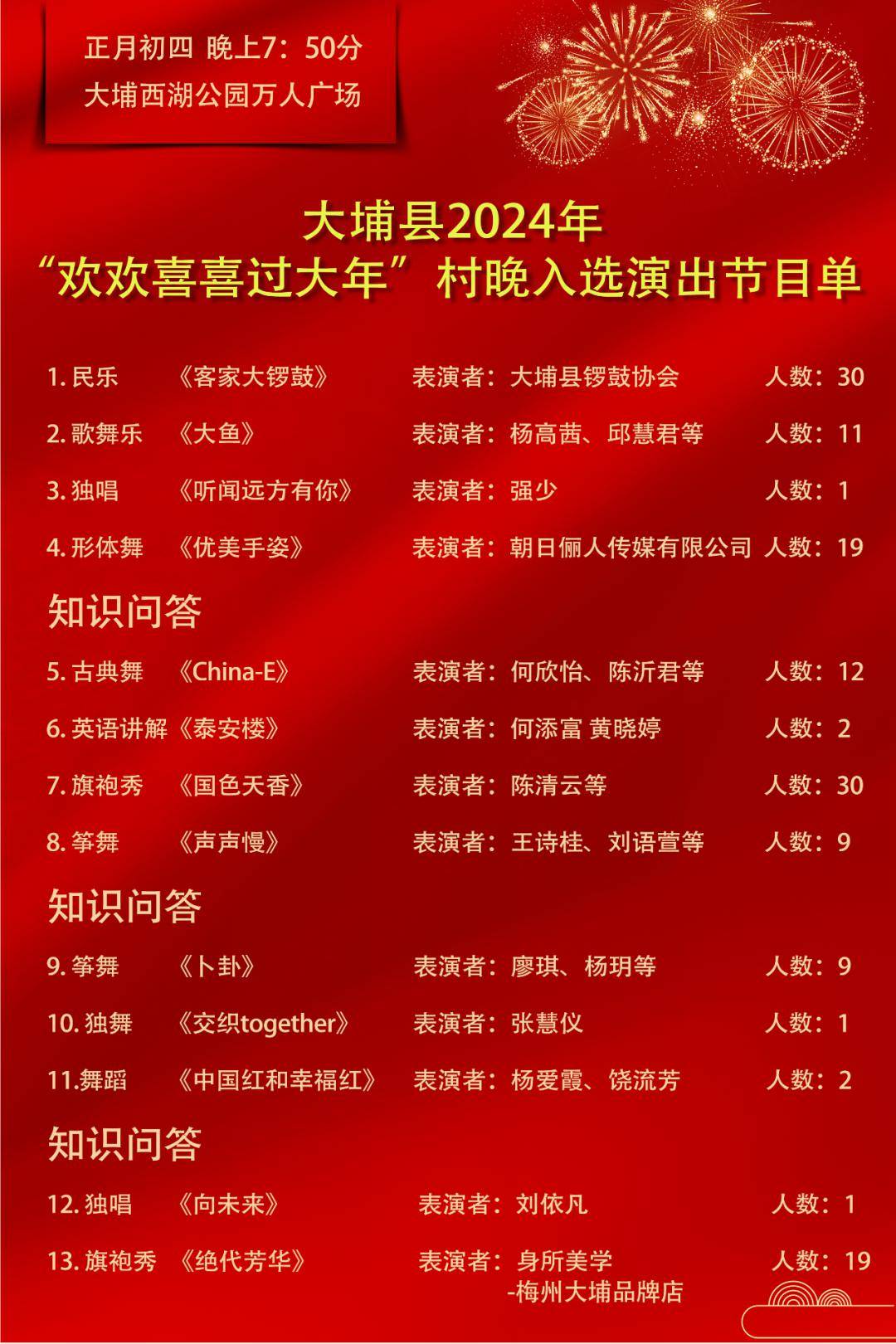 这里有份大埔县2024年"欢欢喜喜过大年"村晚预告,请查收!