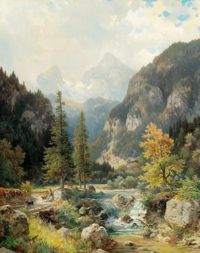 德国画家路德维希·斯凯尔古典风景油画