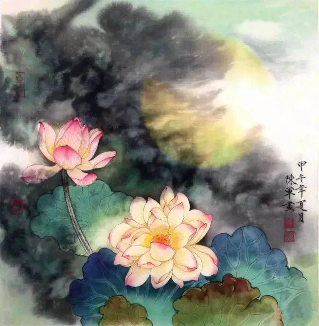 【国画教程】工笔荷花之泼彩画法_步骤_画面_颜色