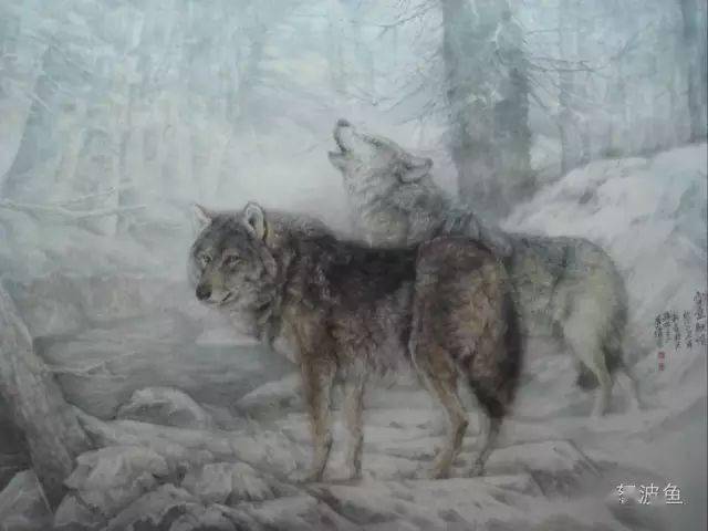 国画欣赏丨左进伟工笔画狼,太逼真!_传统_作品_绘画