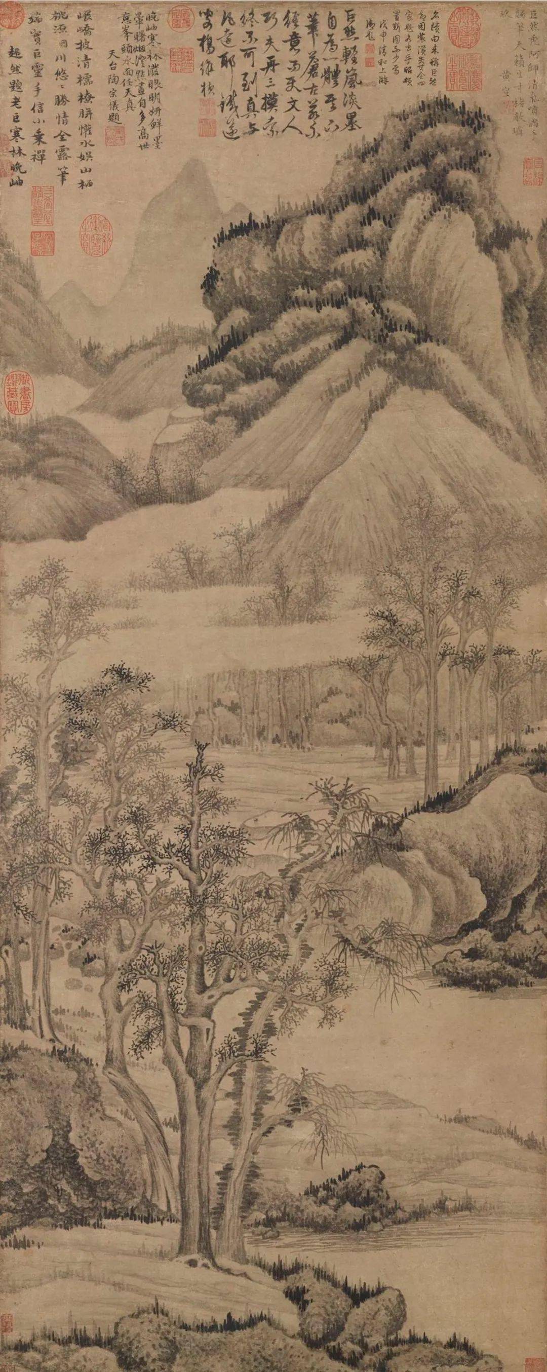 中国历代名家笔下的寒林图,真好看!_李成_平远_局部