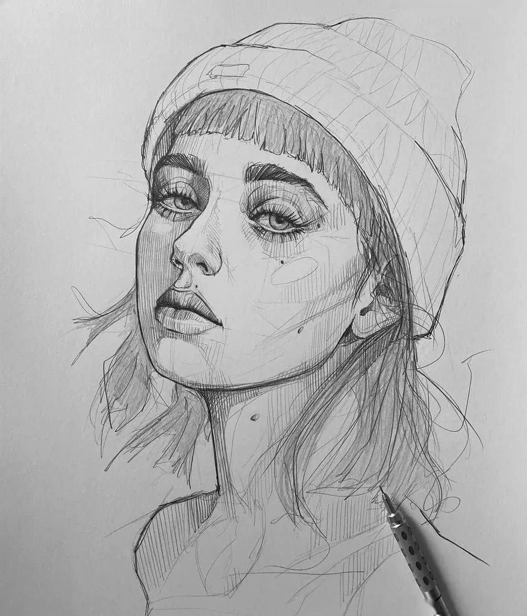 线条清晰的自动铅笔素描,带辅助线_在线_基础_艺术