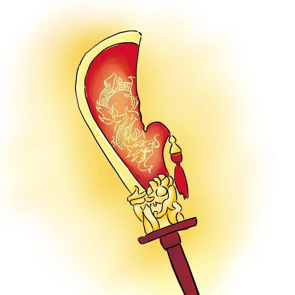 关刀灯手绘图长街花灯明如月万里烟火耀比星点亮元宵的彩灯愿你坚定