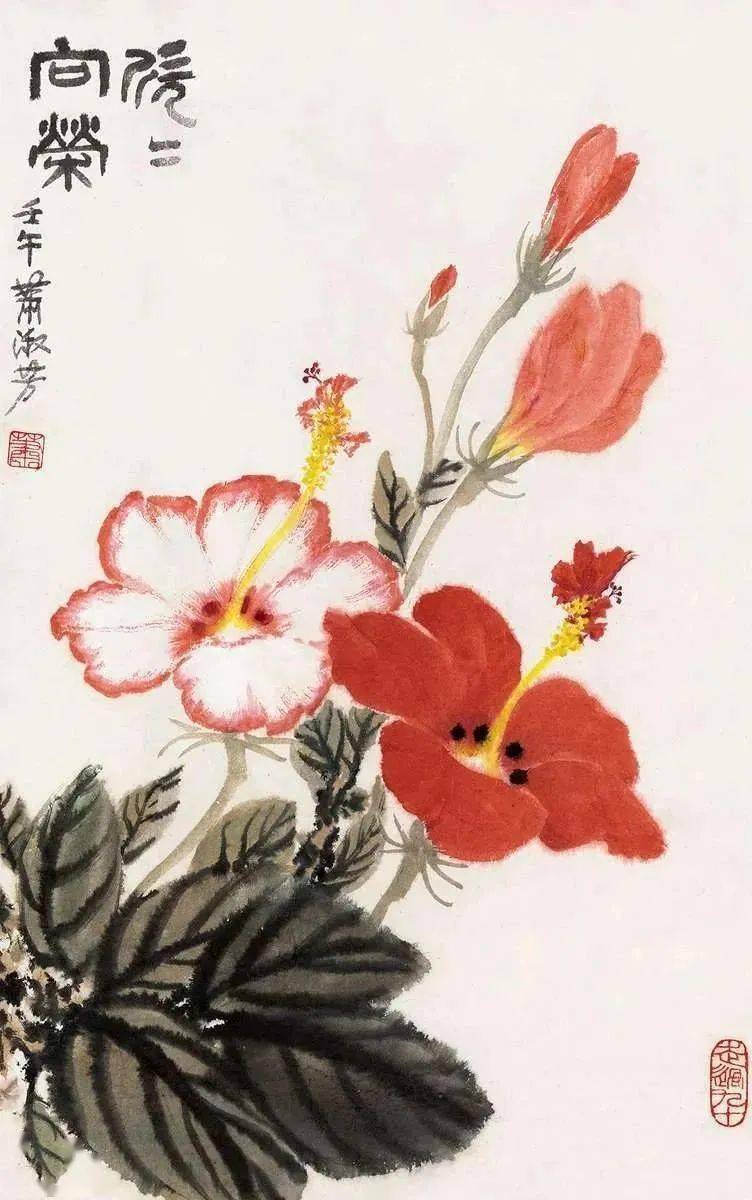 她的花,极具个性_国画_淑芳_花卉