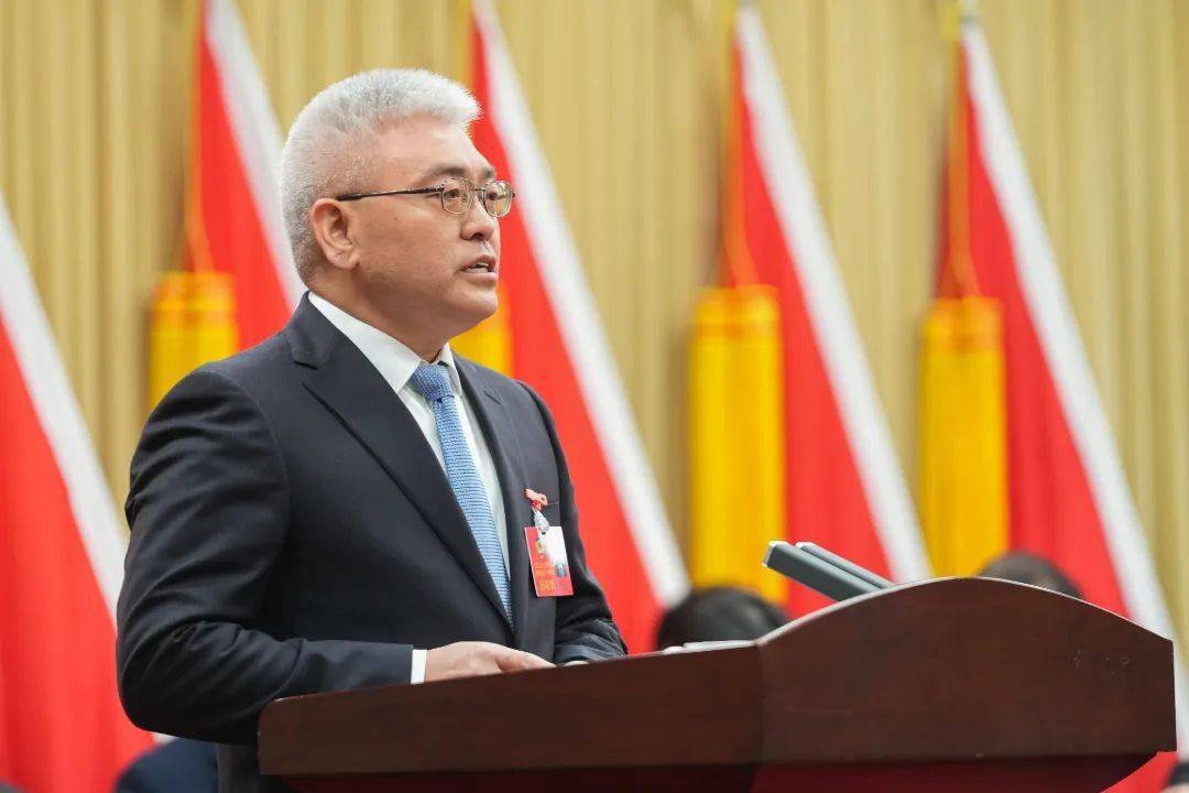 董伦代表十六届区政协常委会向大会作工作报告.