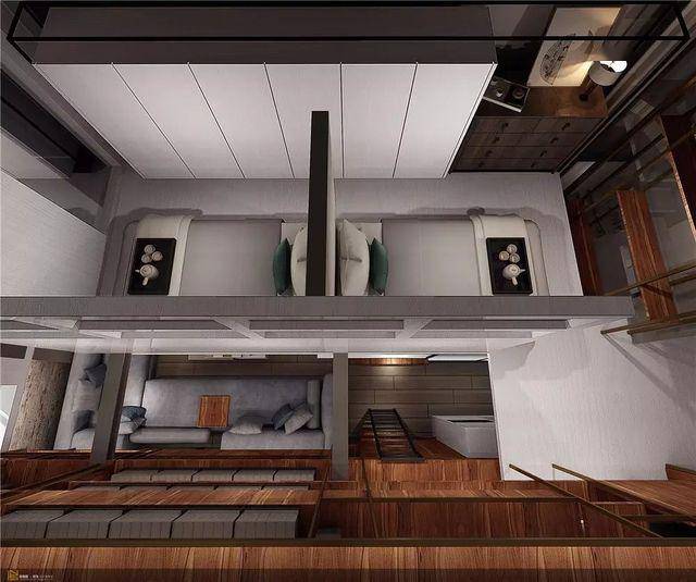 通过双层隔音墙和隔音门处理,平时打开组成一个大开间,睡觉时,婆婆睡