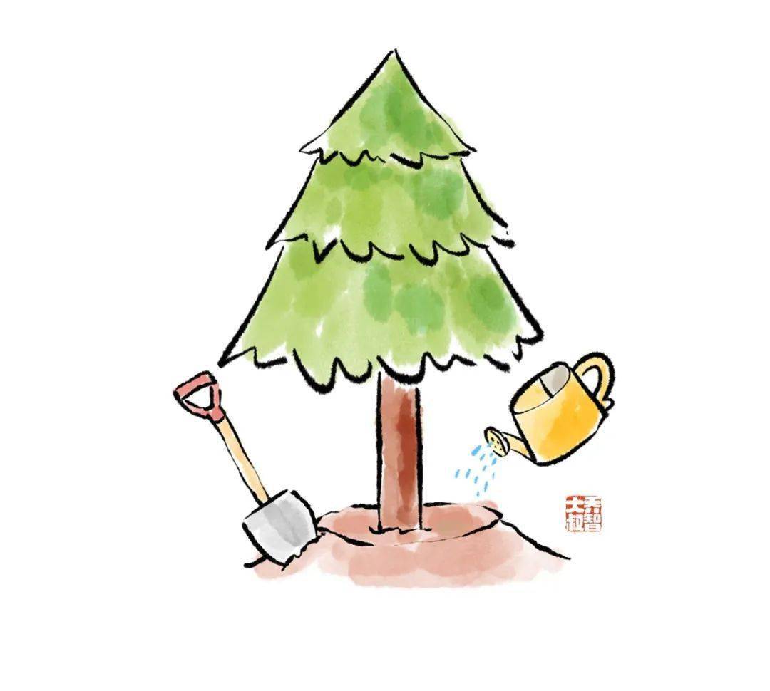 孩子聊聊节日的由来种下一棵充满希望的小树苗或是一盆小绿植一起培土