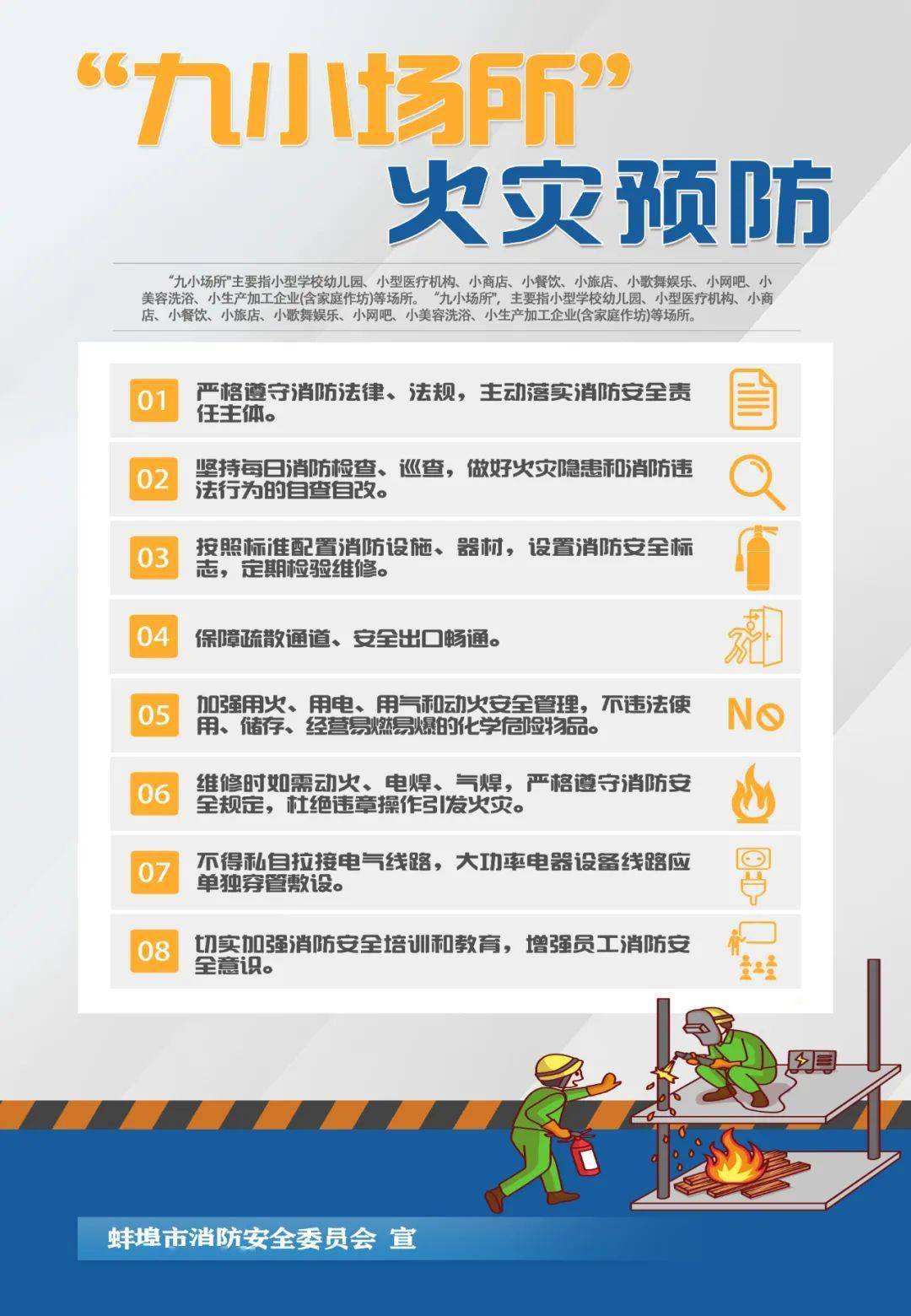 蚌埠市消安委发布三类场所警示教育海报