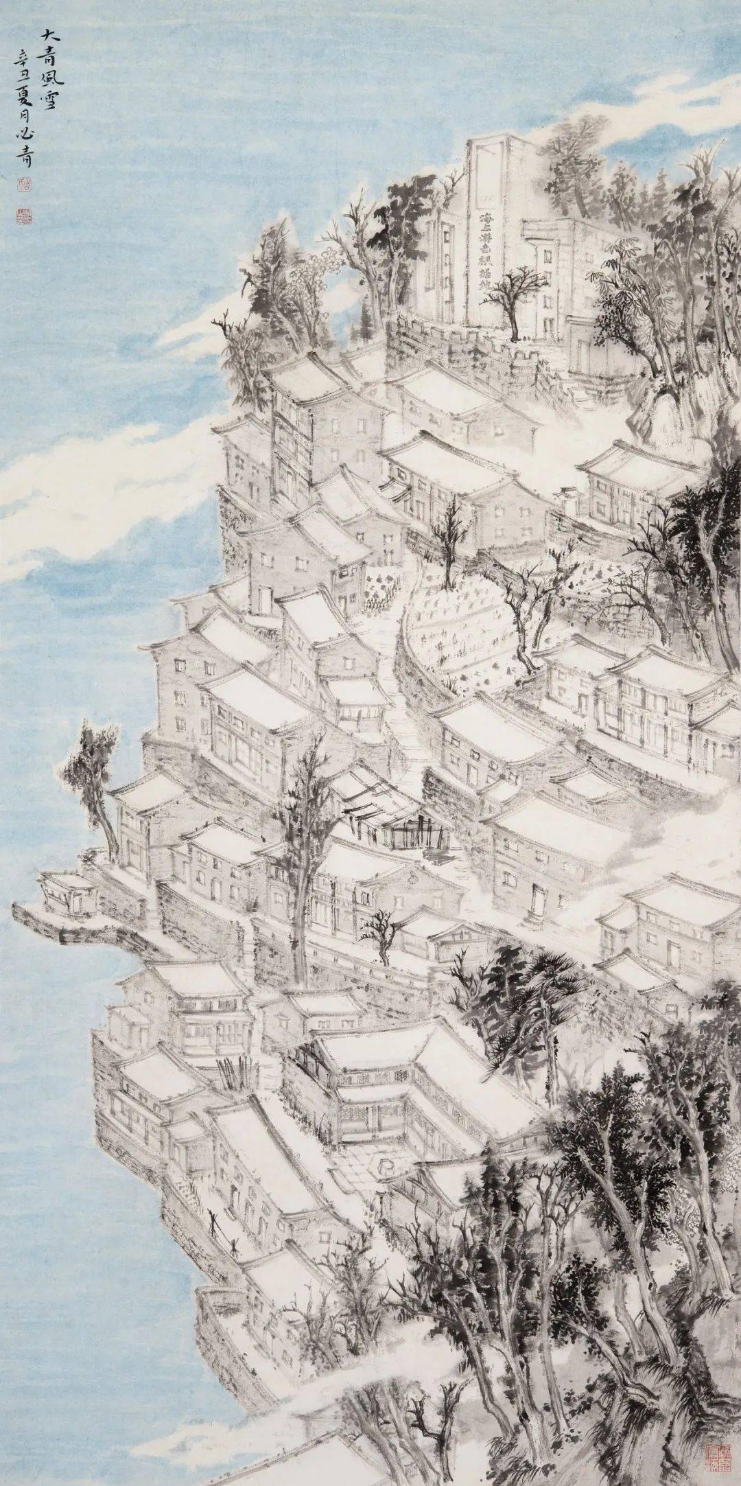 占必青国画《大青风雪》叶朴生国画《雁荡山北斗洞》叶阿金国画《梅花