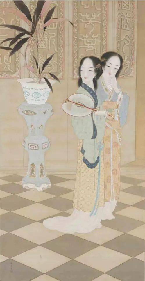 1907年,其绢本画仕女图《娉婷》入选日本最高级别美术展览,因此轰动了