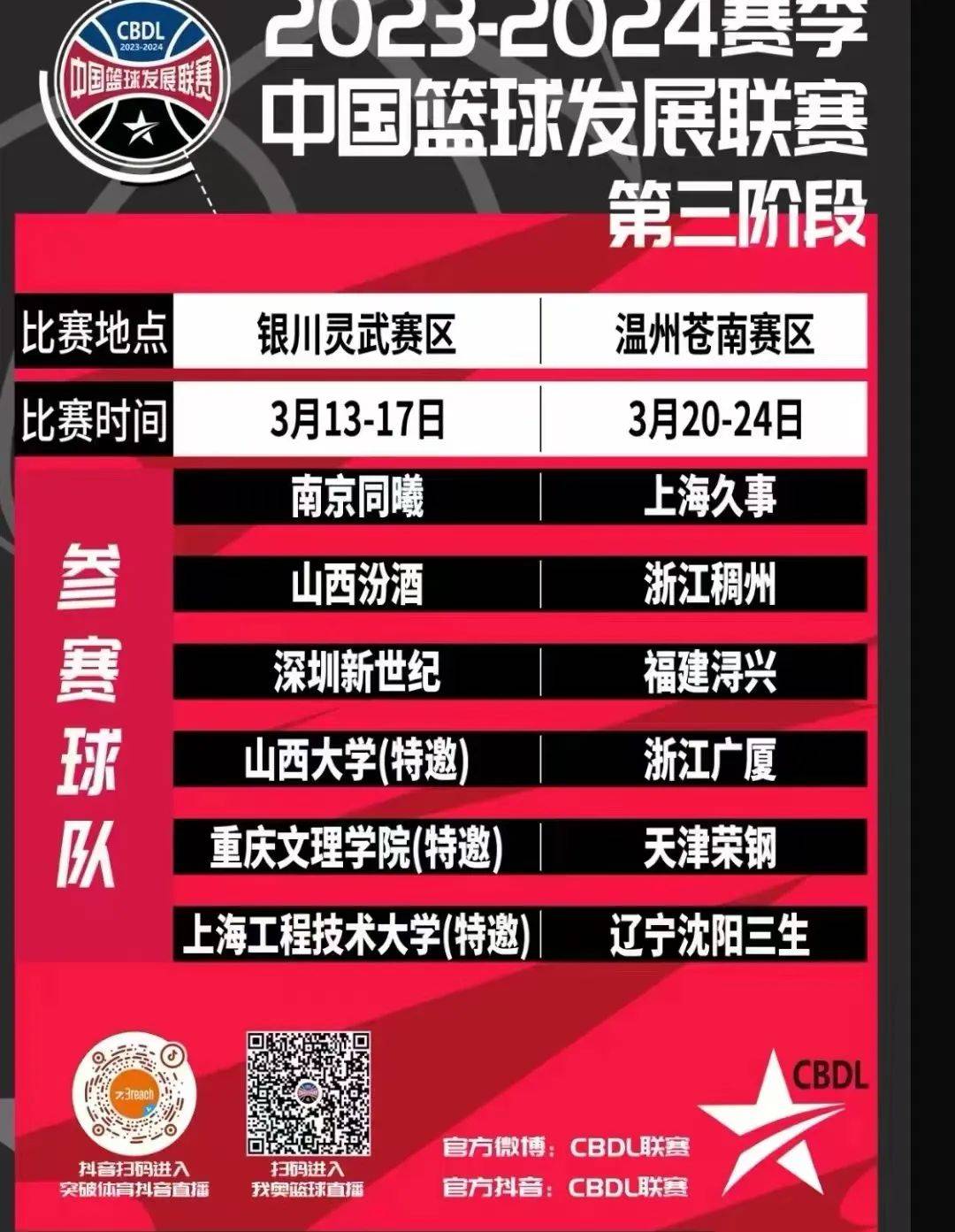 20232024赛季cbdl第三阶段比赛将在我市进行