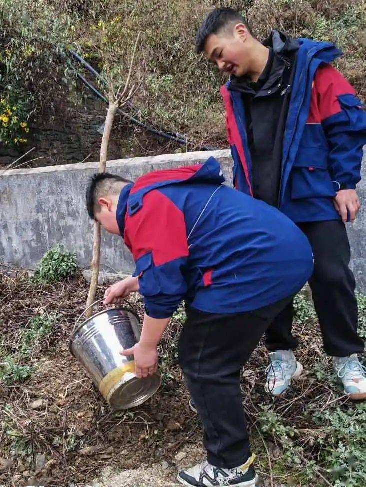 "植此青绿,不负春光"植树节活动,同时组织学生绘制黑板报,手抄报