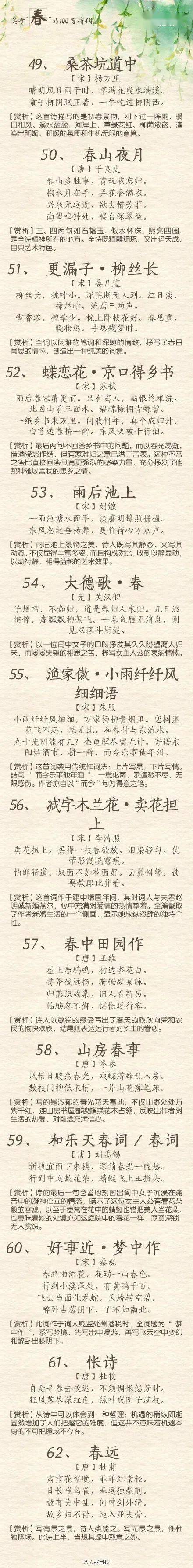 赶紧给孩子收藏100首描写春天的古诗