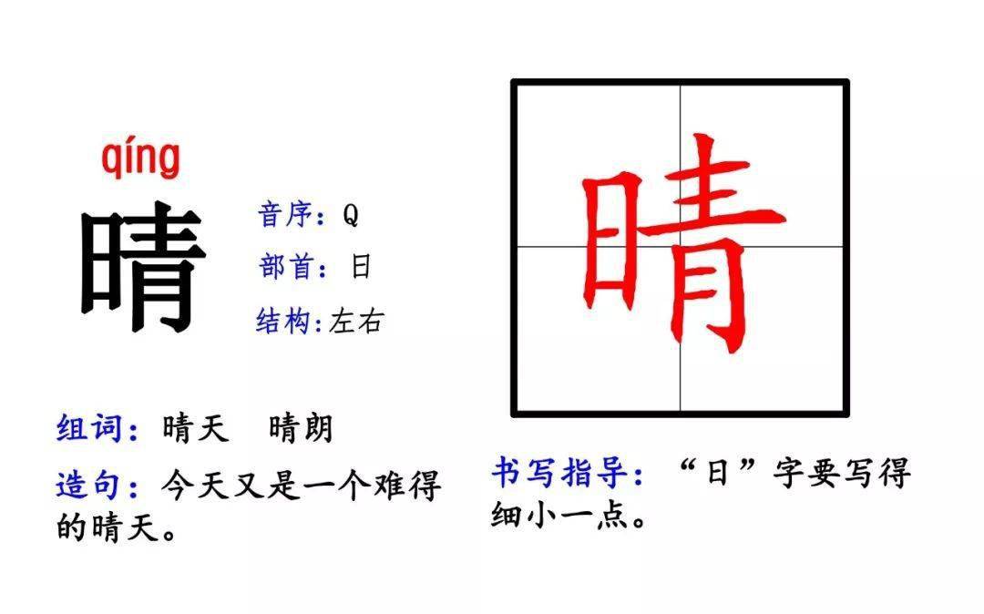 一年级语文生字卡片拼音偏旁结构组词造句规范化辅导干货