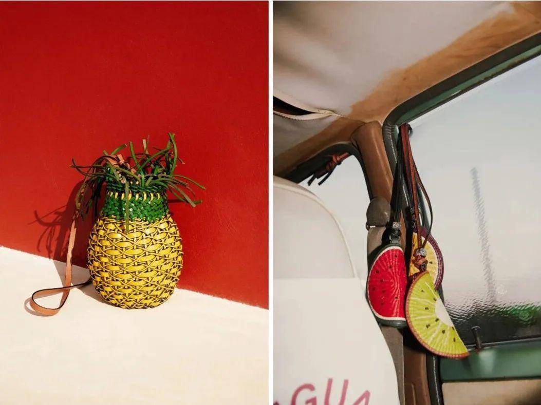 一个用编织塑形打造出一颗翘皮的大菠萝,一个则是从西瓜皮到白瓤到