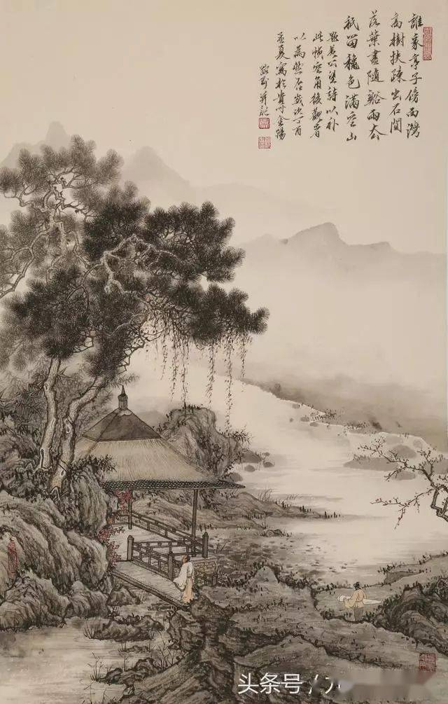 毛笔画山水画教程简单图片