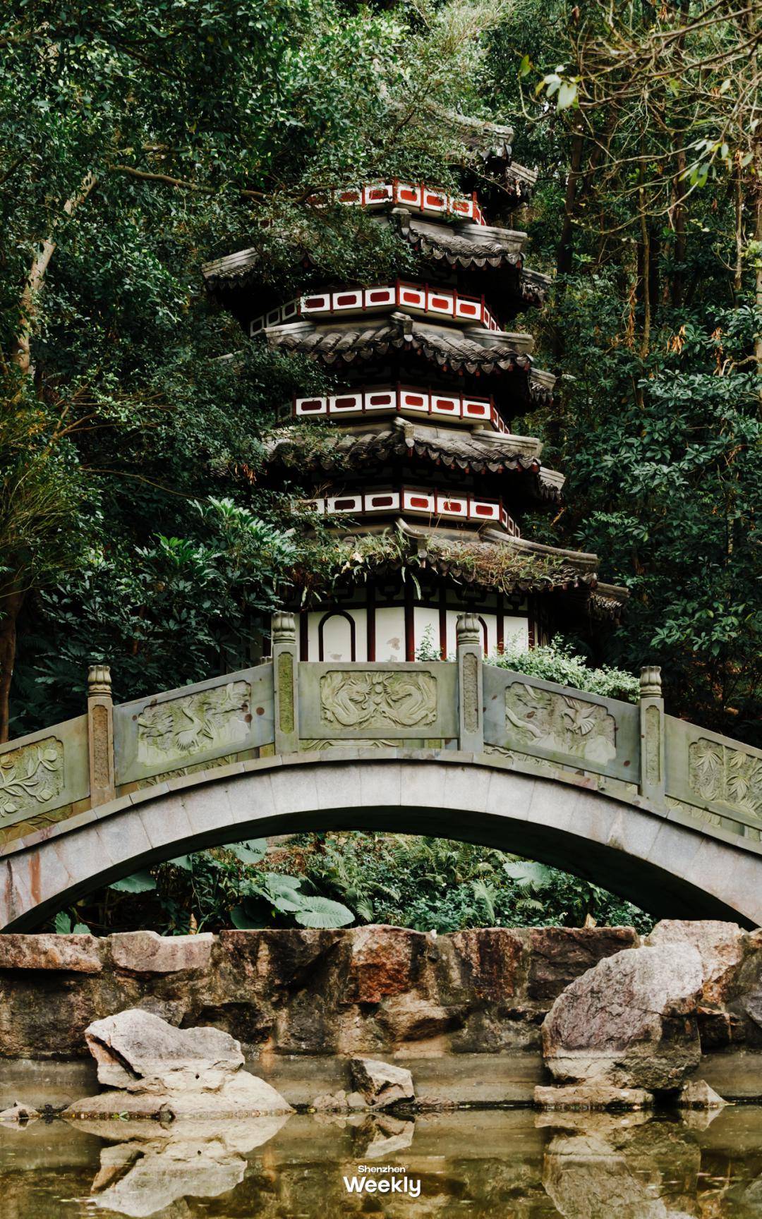 园博园有着多达100个各具鲜明风格的景点,是深圳少有的古风公园,难怪