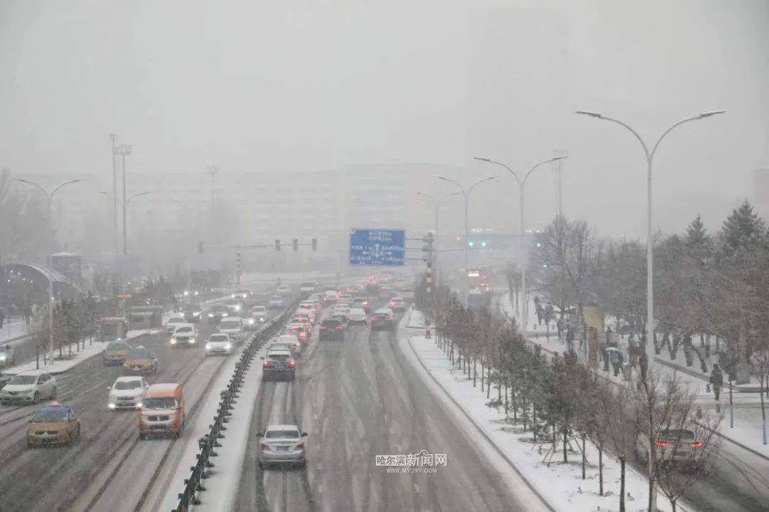 哈市发布暴雪黄色蓝色预警信号