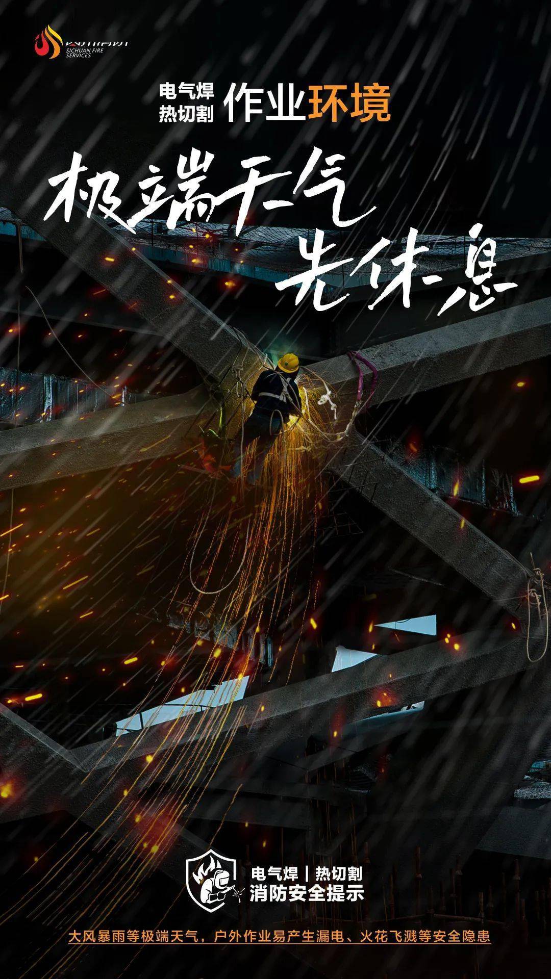 67生命至上安全第一电气焊热切割消防公益海报