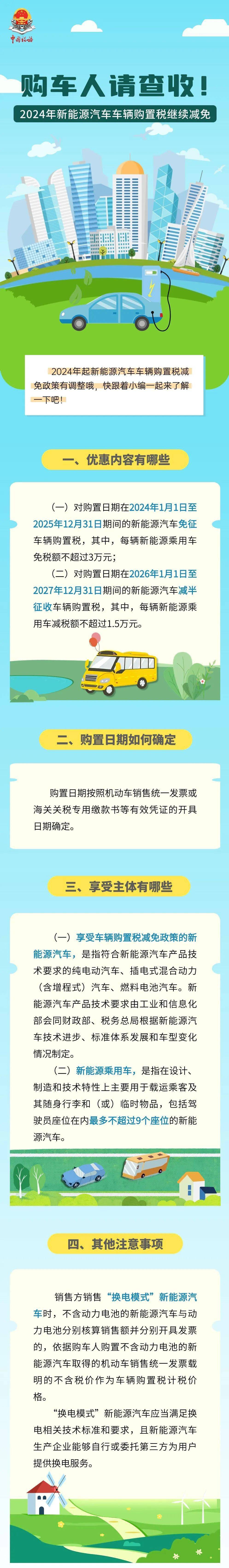 最新2024年新能源汽车车辆购置税优惠政策请查收