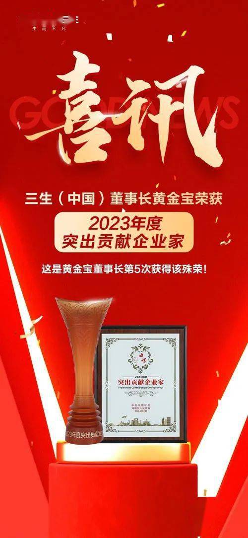 黄金宝获评2023年度突出贡献企业家
