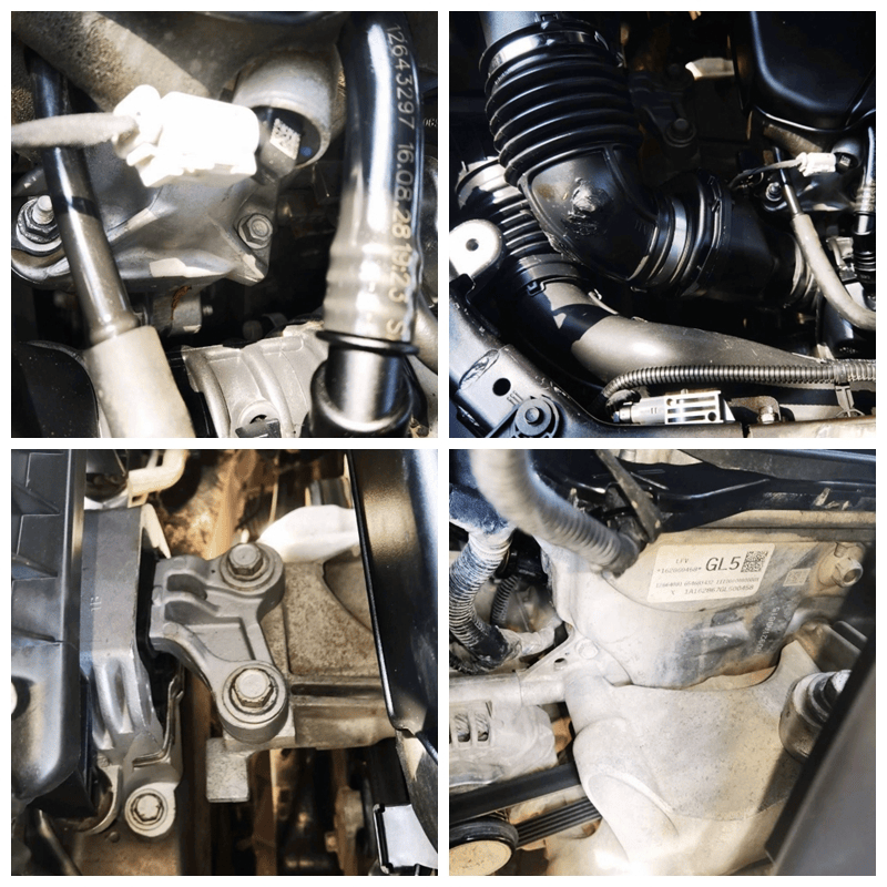 现象,发动机进气歧管破损,机脚有更换,正时盖检查没见有渗油拆修痕迹