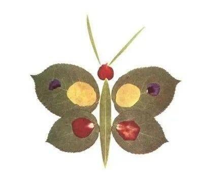 「树叶拼贴画」选择鲜嫩的柳叶放在一张干净的纸巾上,仔细地捶打,让它