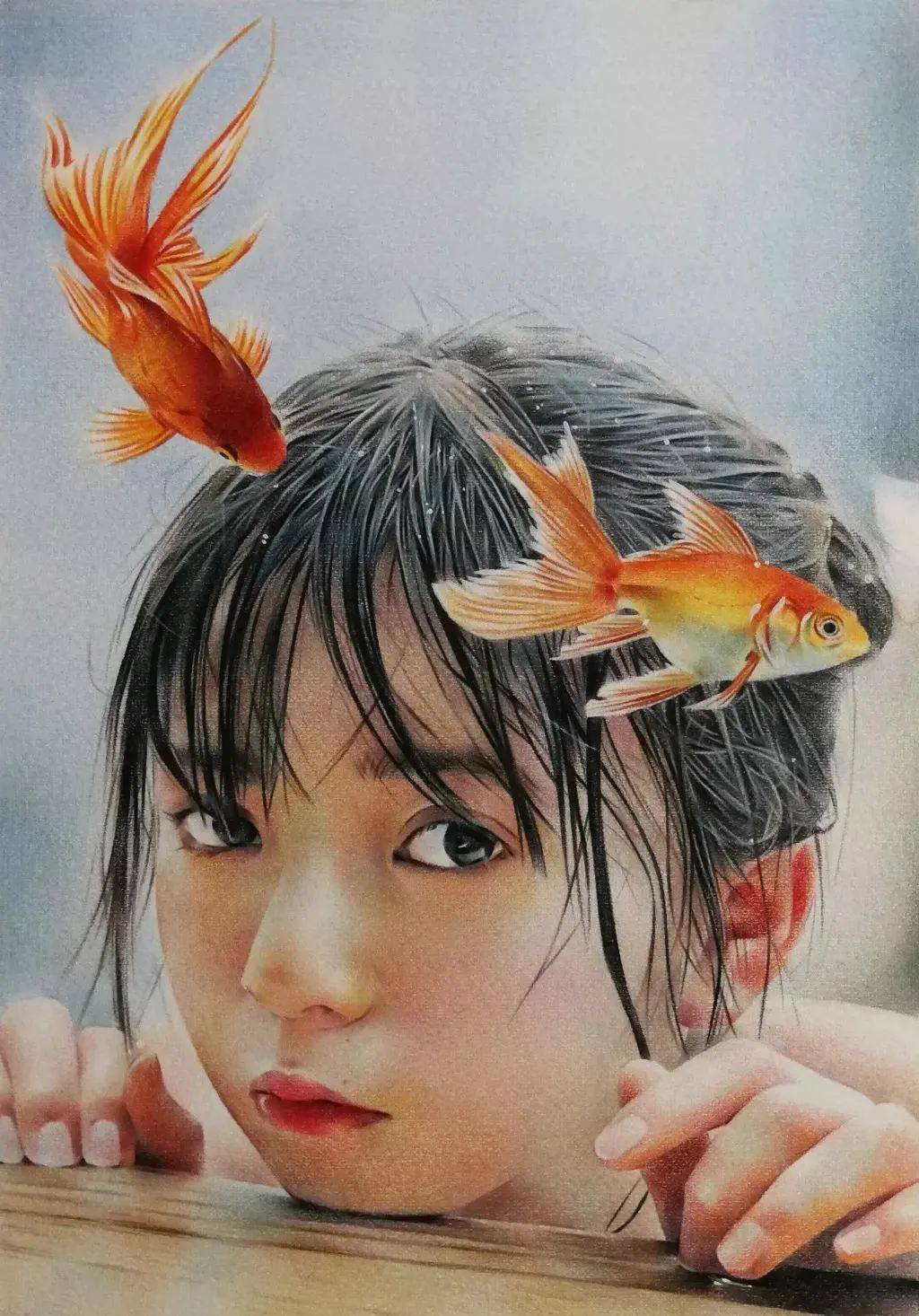 她用水彩和彩铅画出来的作品