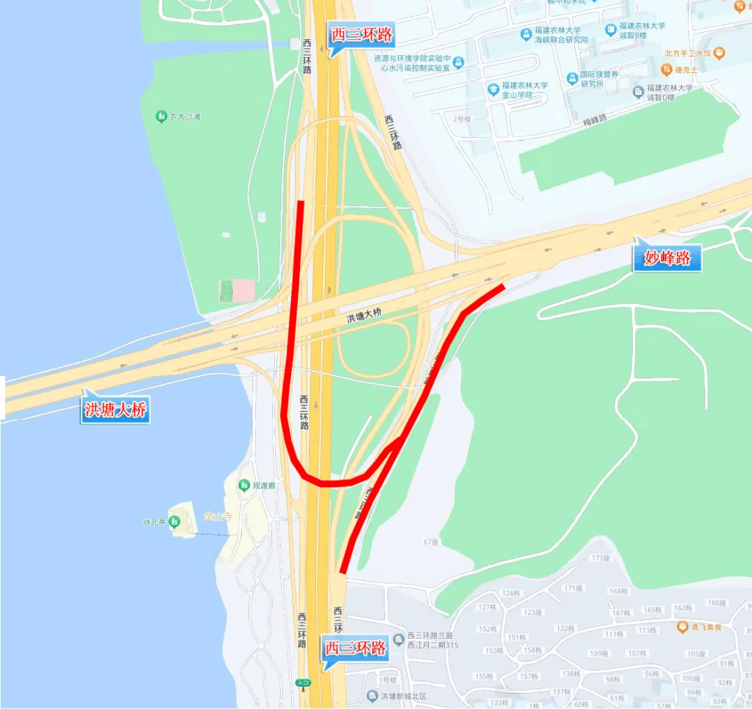 根据妙峰山陵园周边道路交通流量,视情实施如下管制措施:(一)洪塘互通