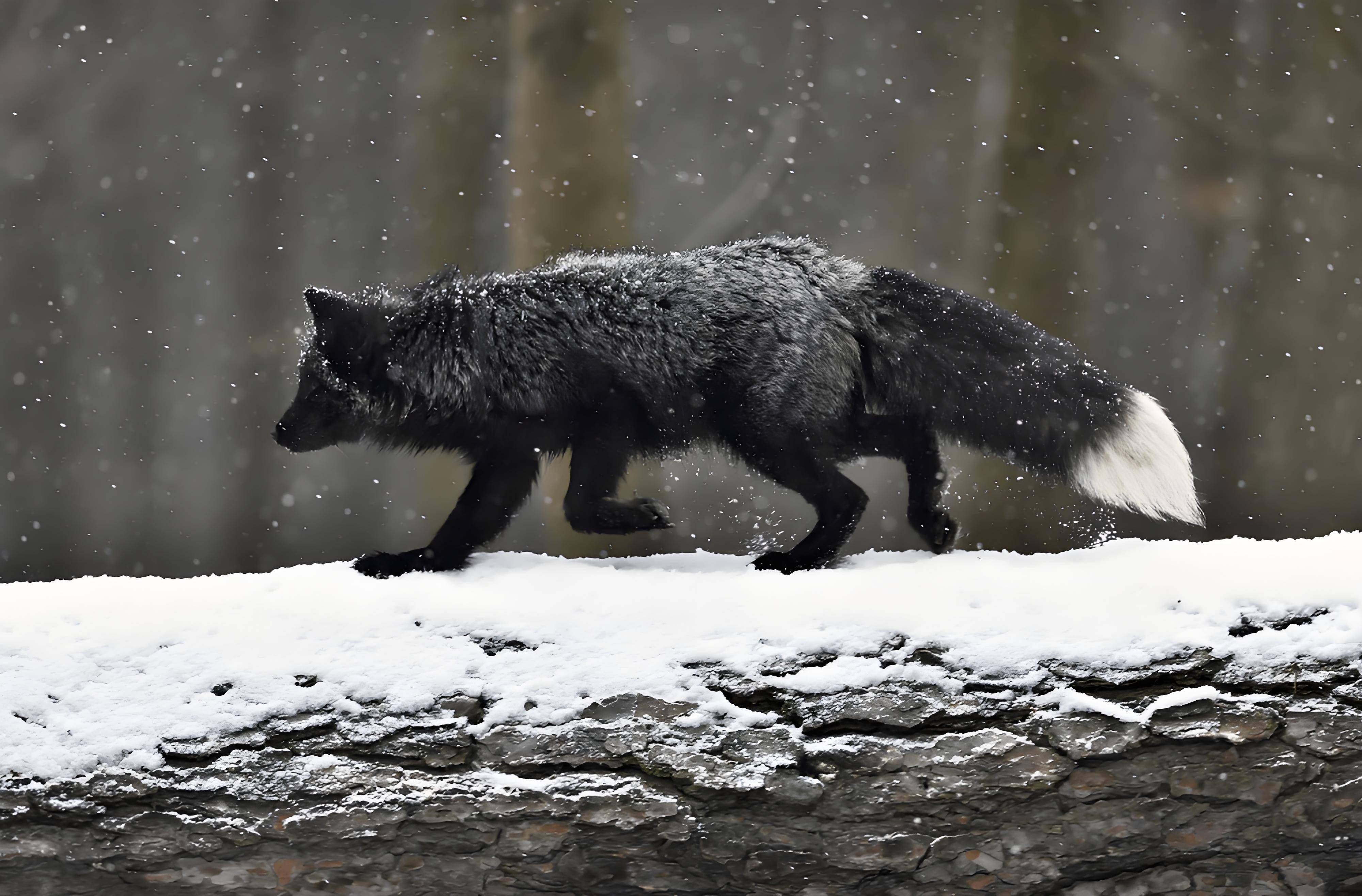 天蓝北极狐,一年四季全身均呈蓝灰色,这是与其生活环境相适应的结果.