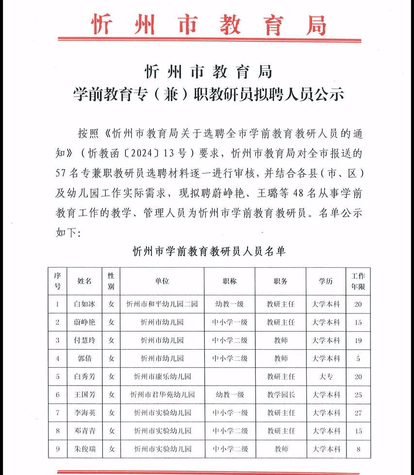 教育局公示代县3人