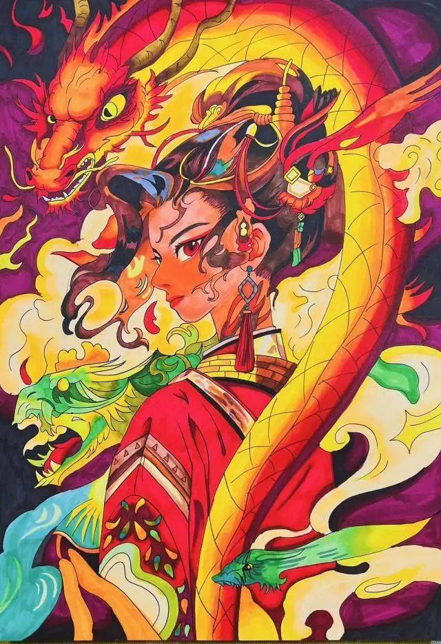 主体的人物刻画,包括服饰都很有自己的想法,细节部门刻画的比较细致