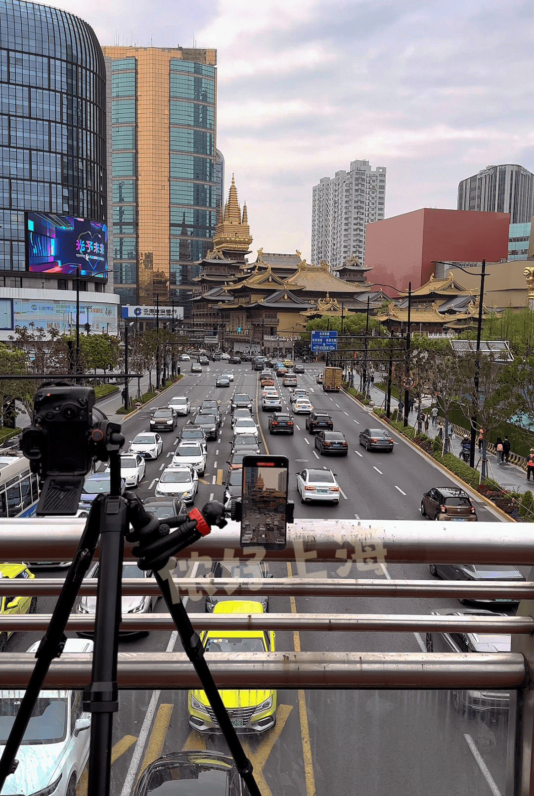上海延安路天桥竟成网红打卡地茫茫多人只为等静安寺亮灯解锁更多宝藏