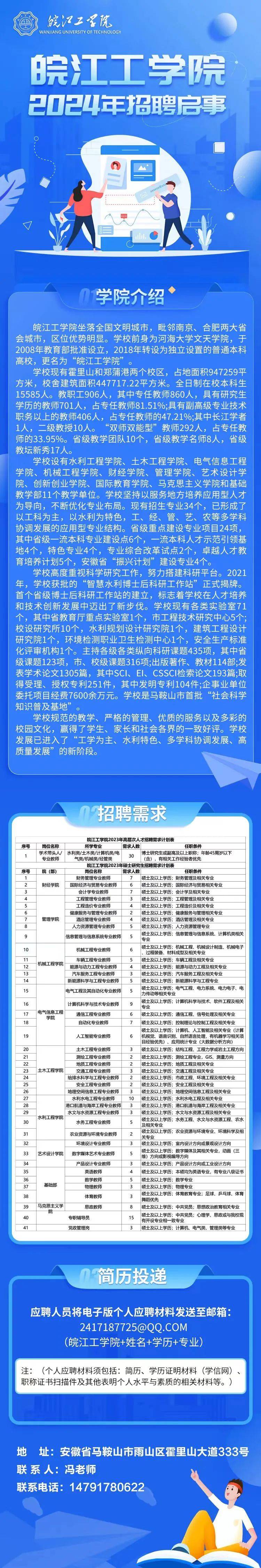 校园招聘|皖江工学院2024年招聘启事