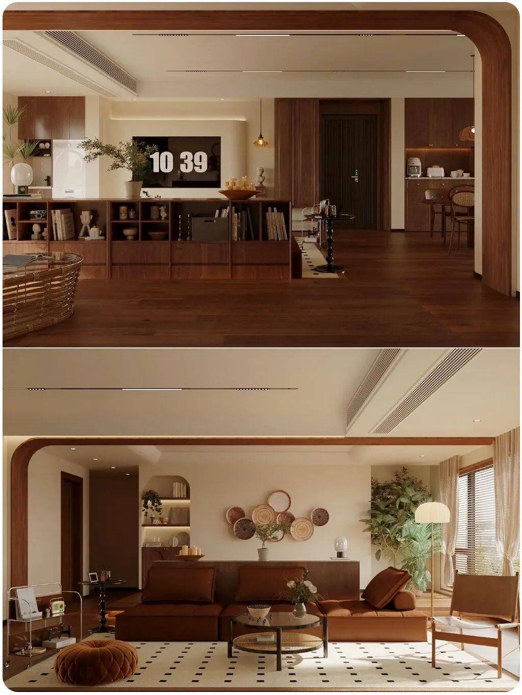 120㎡复古风2室1厅1厨1卫,20万装出了40万的质感_客厅_空间_书房