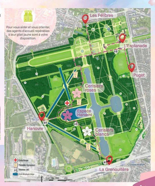 赏樱路线图 图源:domaine de sceaux赏樱主要集中在地图显示的左半